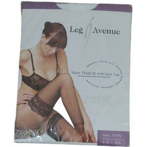 Leg Avenue Plus Size Stay Up Lycra Thigh Hi With Lace Top Size 1x-3x WHITE